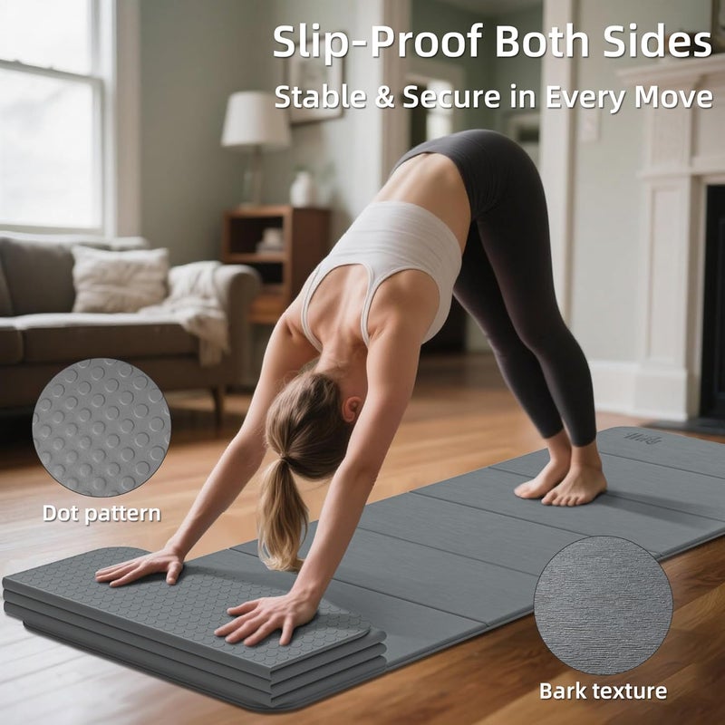WEILA 1/2 Inch Extra Thick Yoga Mat Pilates Equipment, 69"x24" Odorless Workout Mats for Home Gym, Non-slip Exercise Mats for Women Men Home Workout, Foldable Yoga Mats for Travel Camping Sleeping - Image 4